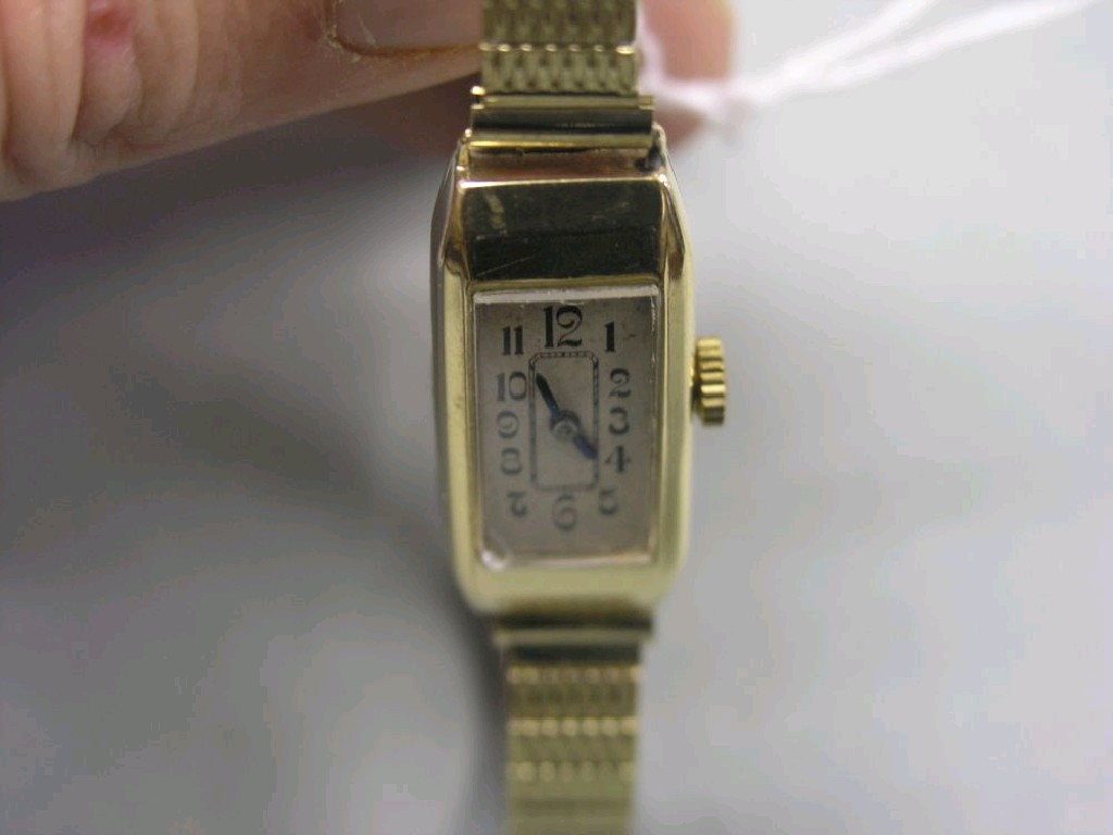 Appraisal: A lady's Aster ct gold wristwatch with oblong dial expanding