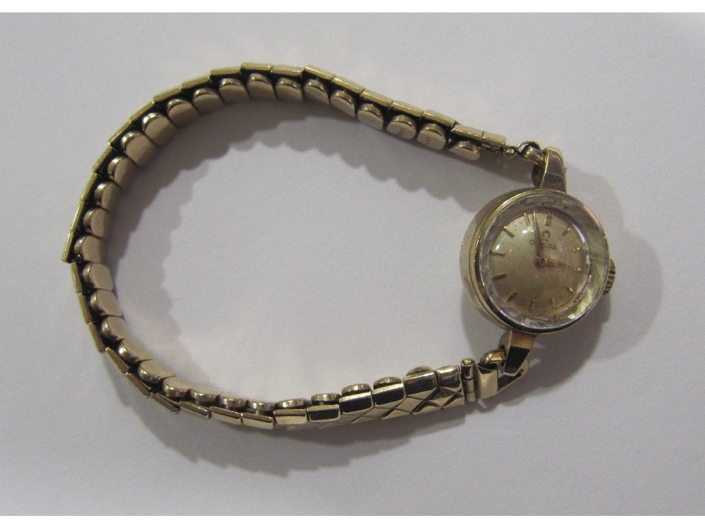 Appraisal: Ladies mid th century ct gold Omega wrist watch with