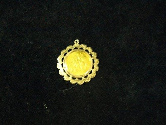 Appraisal: A pseudo coin dated in a shaped pierced pendant surround