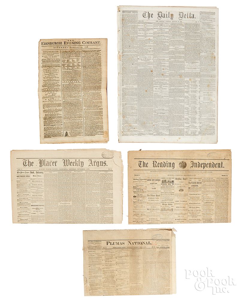 Appraisal: Nine early newspapers to include Civil War etc Nine early