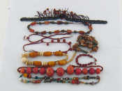 Appraisal: A mixed lot of beaded necklaces to include a carnelian