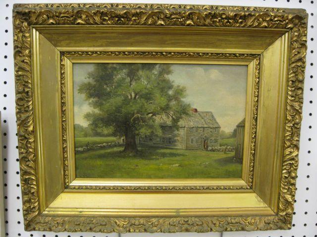 Appraisal: H F Tenney Oil on Canvas landscape with farm well