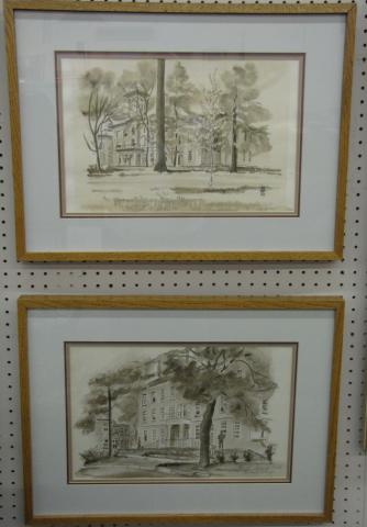 Appraisal: Group of Three Wabash College Lithographs each depicting buildings at