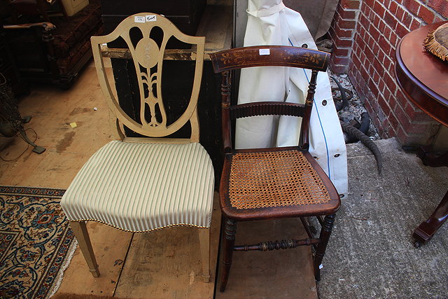 Appraisal: A LATE TH CENTURY CREAM PAINTED SHIELD BACK DINING CHAIR