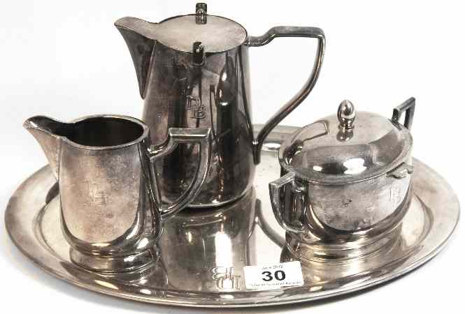 Appraisal: Silver Plate Good Quality Tea Set and Tray comprising Tea