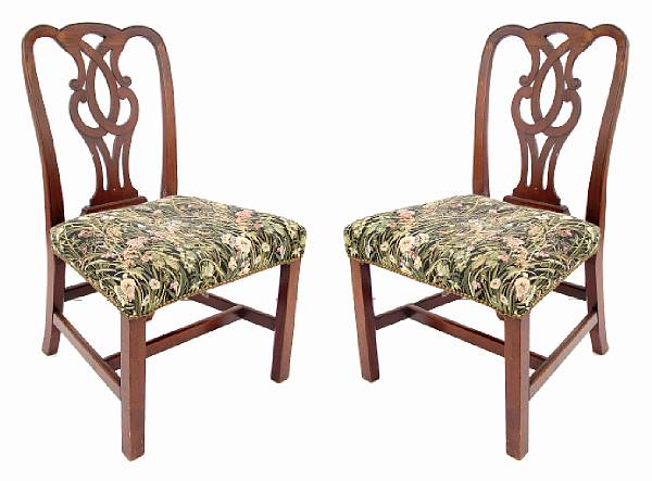 Appraisal: A set of five Baker Chippendale style mahogany dining chairs