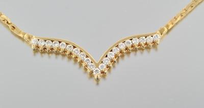 Appraisal: A Ladies' Diamond Necklace k yellow gold necklace with a