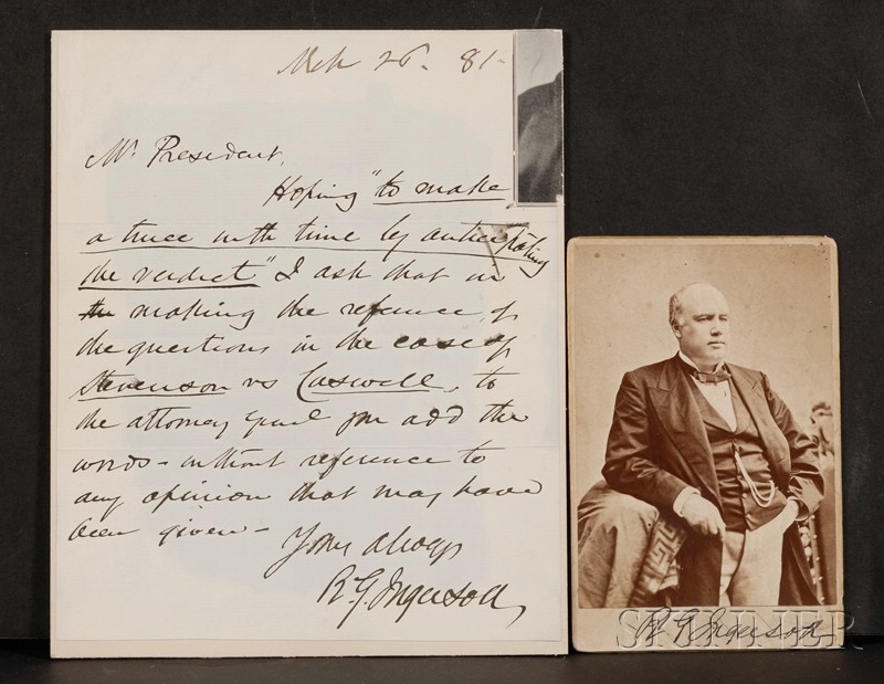 Appraisal: Ingersoll Robert G - Six articles signed cabinet card and