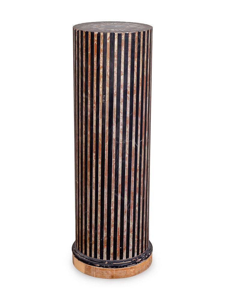 Appraisal: A Neoclassical Style Polychromed Cylindrical Pedestal Height x diameter inches