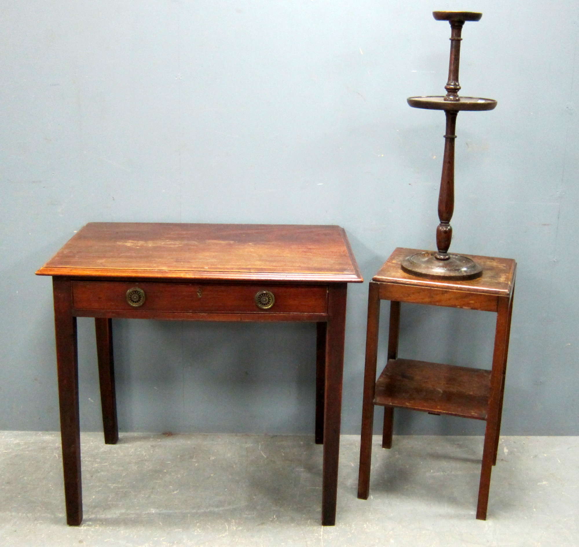 Appraisal: George III mahogany side table with single drawer oak two