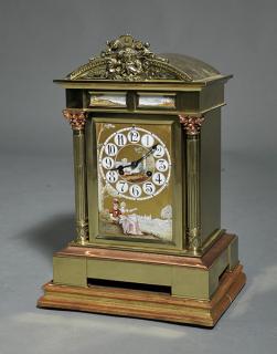 Appraisal: th C French Brass and Copper Mantel Clock French brass