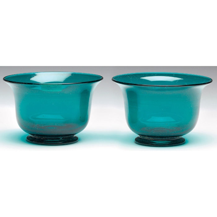 Appraisal: Steuben bowls pair flaring form in wisteria green glass unmarked