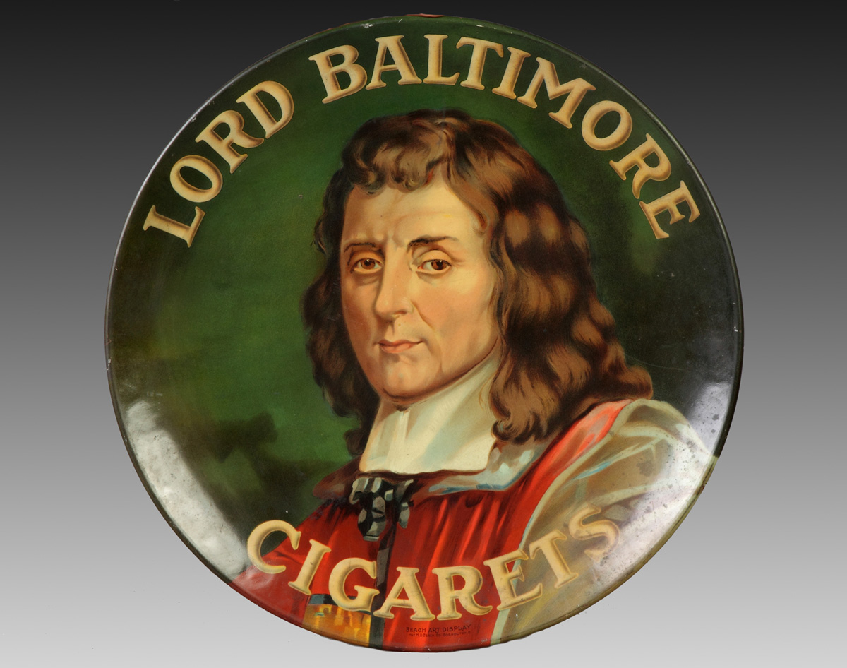 Appraisal: Lord Baltimore Cigarets Tin Litho Advertising Sign by Beach Art