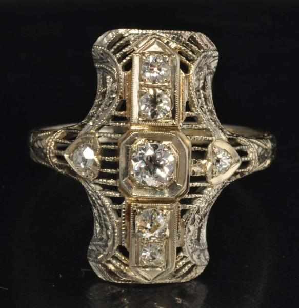 Appraisal: K W Gold Diamond Filigree Ring Description Diamonds ctw Condition