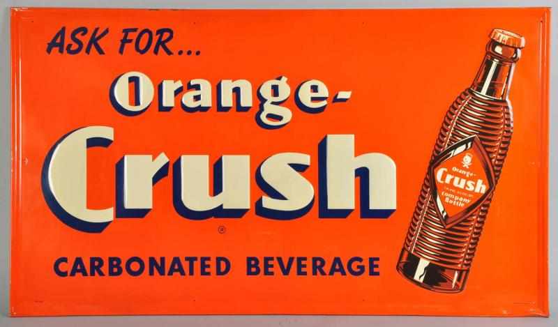 Appraisal: Embossed Tin Orange Crush Horizontal Sign Description s Clean and