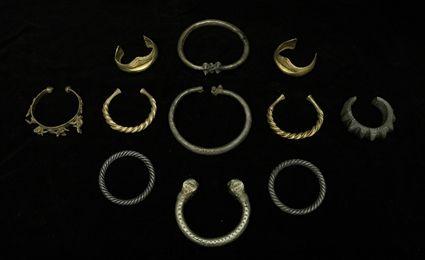 Appraisal: Assorted Bronze Glass Silver and Gilt-Metal Bracelets Provenance The Collection