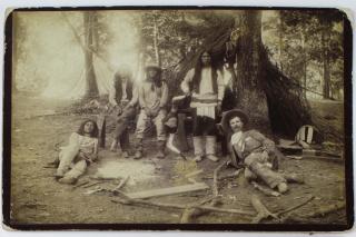 Appraisal: 's cabinet photo of Buck Taylor with Indians Buffalo Bill