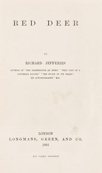 Appraisal: JEFFRIES Richard - Red Deer London Longmans Green and Co