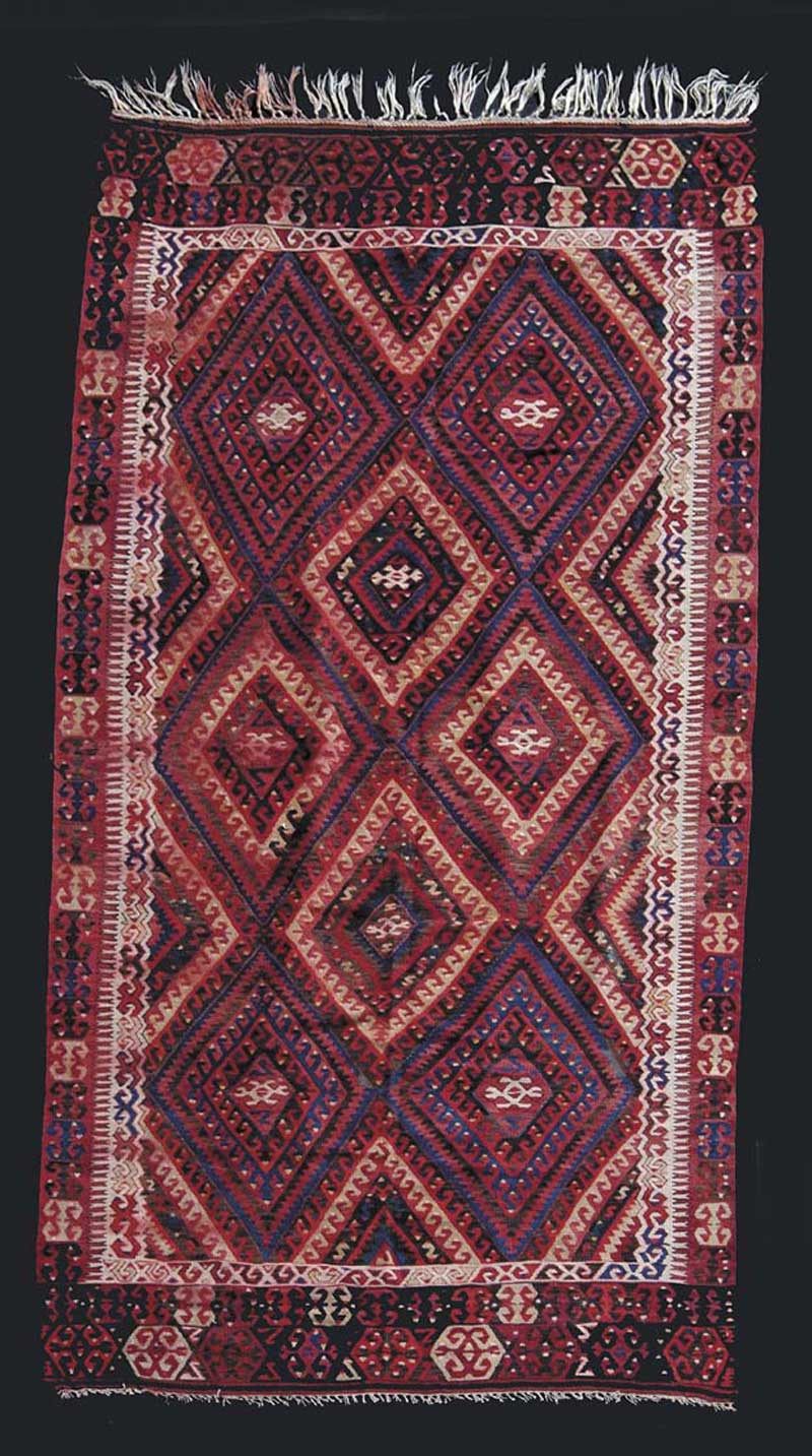 Appraisal: KELIM ORIENTAL RUG Colors of red blue black and ivory