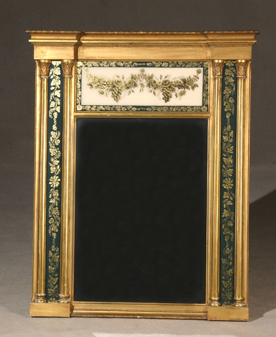 Appraisal: Federal Style Giltwood glomis Panel Mirror Late th Century Having