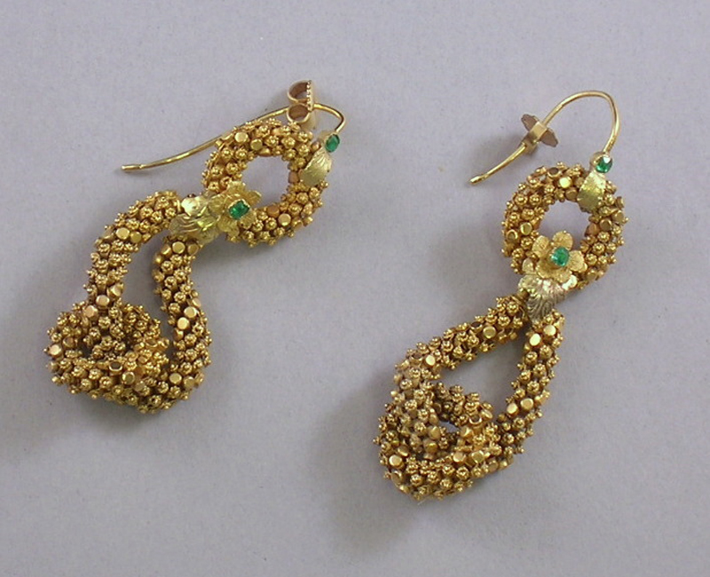 Appraisal: Pair of kt Gold and Green Stone Earpendants total dwt