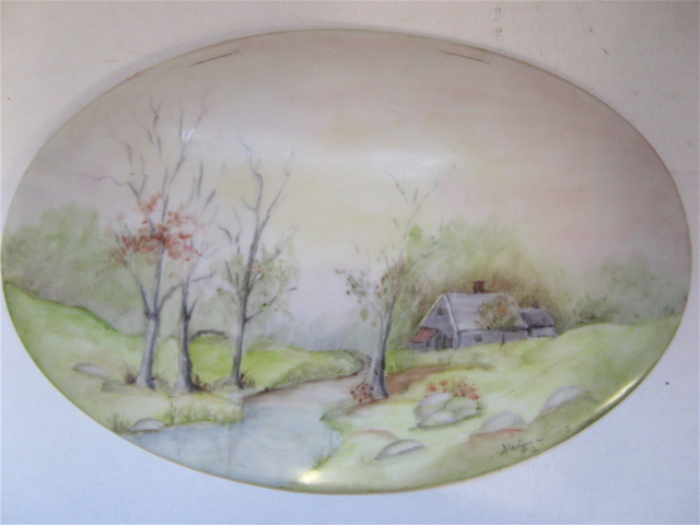 Appraisal: AN AMERICAN HAND PAINTED OVAL PORCELAIN PLAQUE a late summer