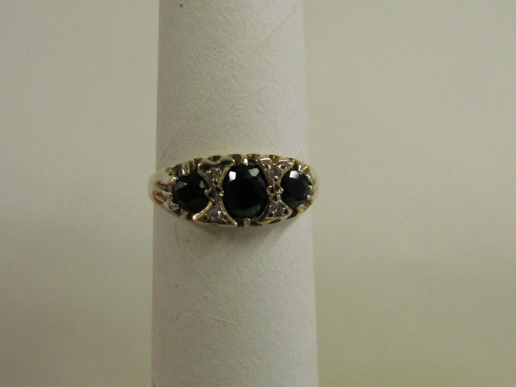 Appraisal: Victorian style ct gold sapphire and diamond set dress ring