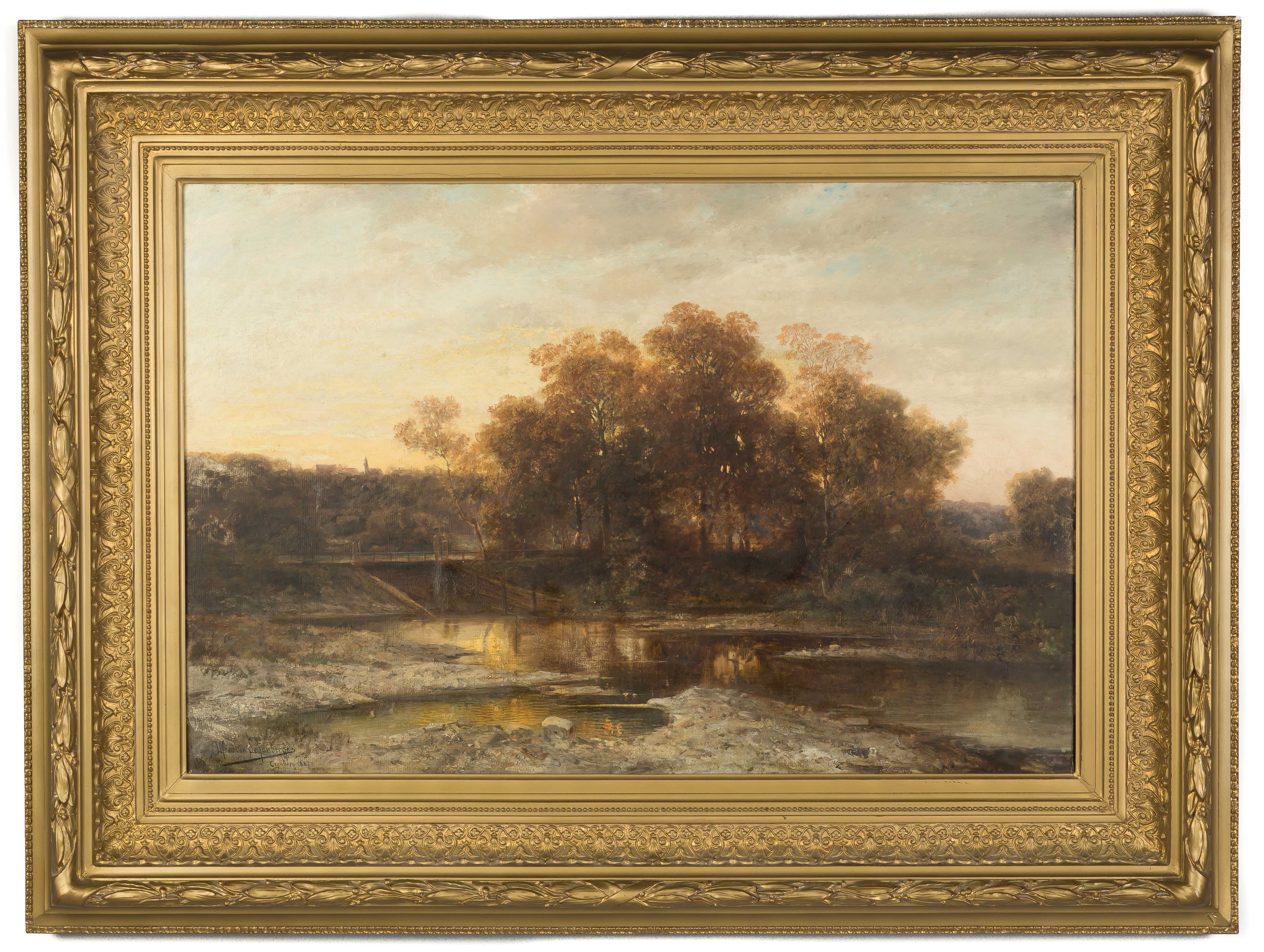 Appraisal: Alfred von Schonberger Born Autumn Stream Landscape Signed lower left