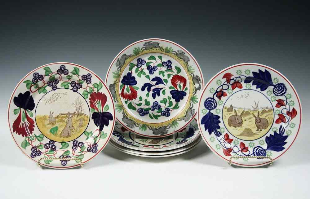 Appraisal: TH C RABBIT PLATES - American Pottery Plates circa decorated