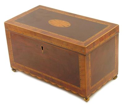 Appraisal: A Victorian mahogany and inlaid tea chest the interior later