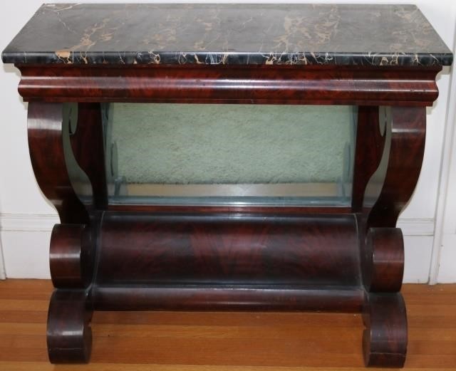 Appraisal: AMERICAN EMPIRE PIER TABLE PROBABLY BOSTON BLACK MARBLE TOP MARBLE