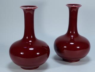 Appraisal: PR Chinese Oxblood Glaze Porcelain Vases CHINA TH CENTURY A