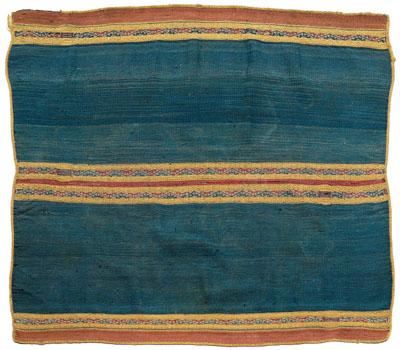 Appraisal: Peruvian burial cloth two hand-woven panels joined in center finely