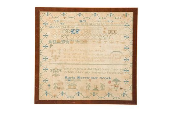 Appraisal: SAMPLER Maria Morris probably English early th century silk on