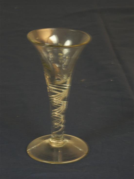 Appraisal: Wine glass with air twist stem th century with conical