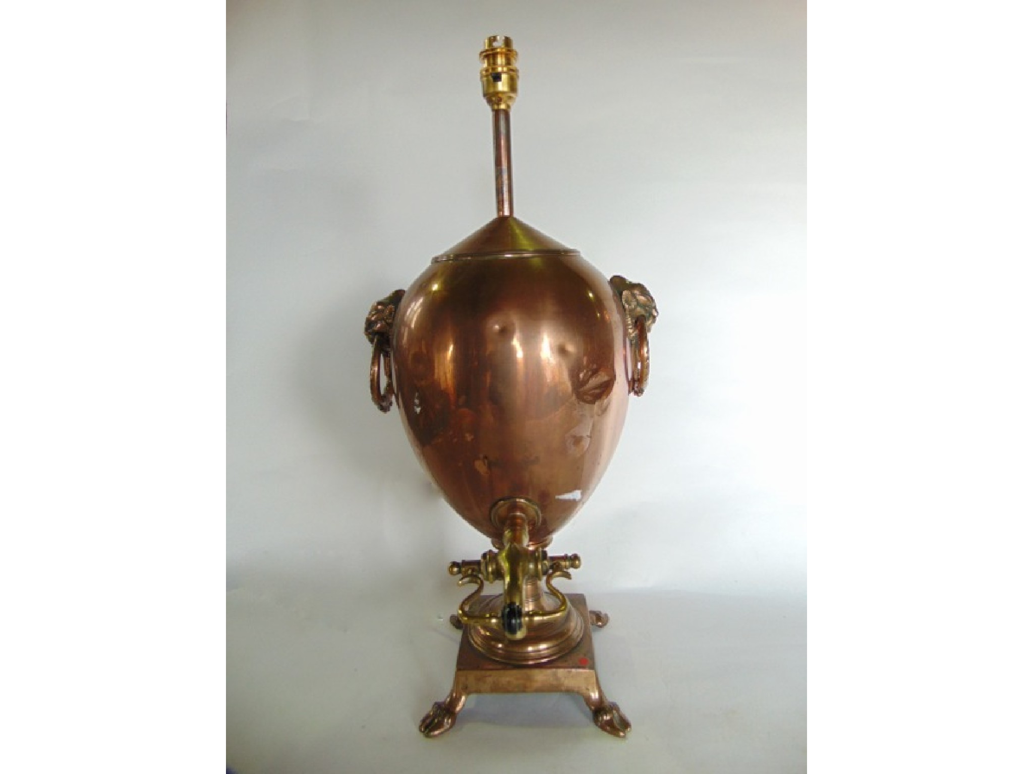 Appraisal: A th century copper samovar of baluster form raised on