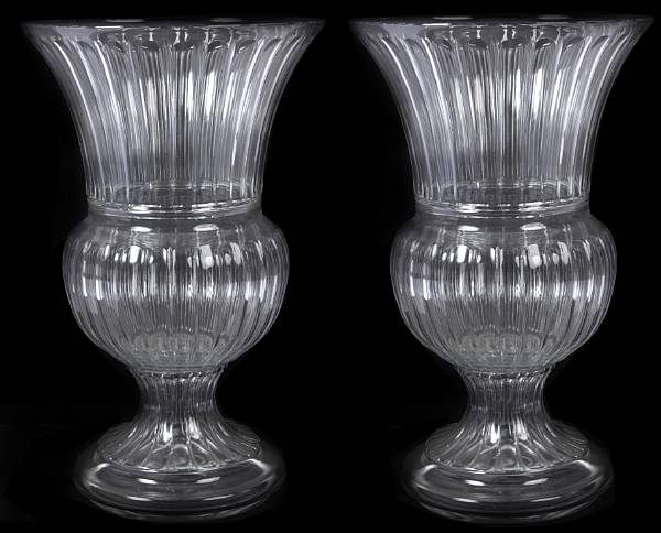 Appraisal: A pair of large crystal urns height in diameter in