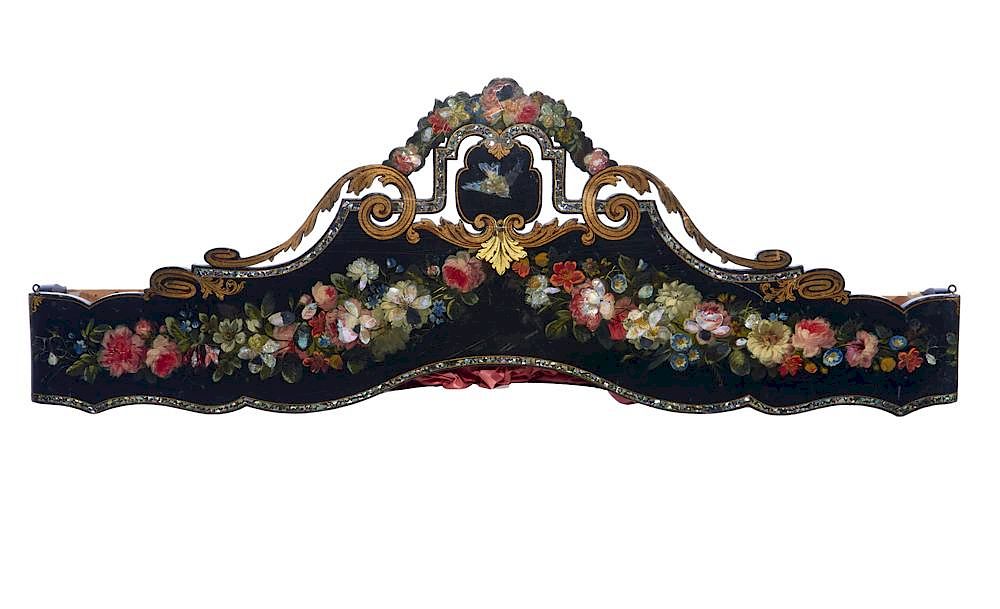 Appraisal: English papier mache valance w English papier mache valance paint