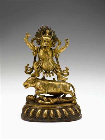 Appraisal: Fine Tibetan brass yama figure th century The well worked