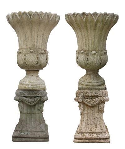 Appraisal: lot Cast stone garden planter group thc comprising large planters