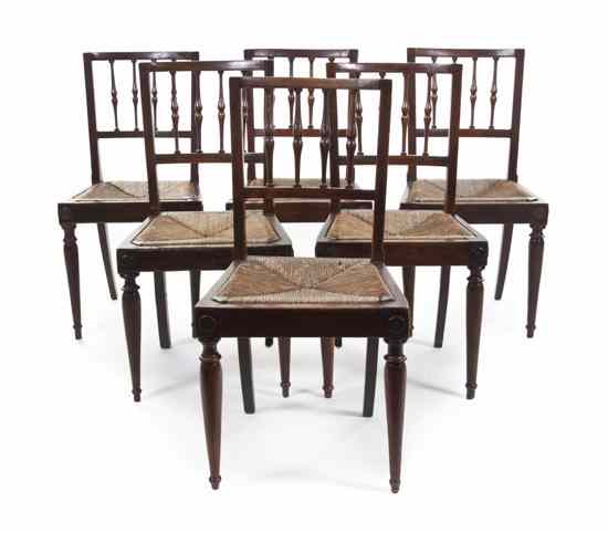 Appraisal: A Set of Six English Oak Side Chairs having a