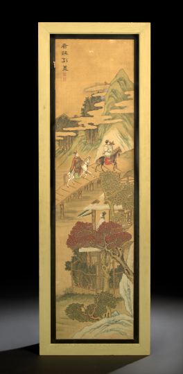 Appraisal: Framed Chinese Scroll on Silk late th century depicting travelers