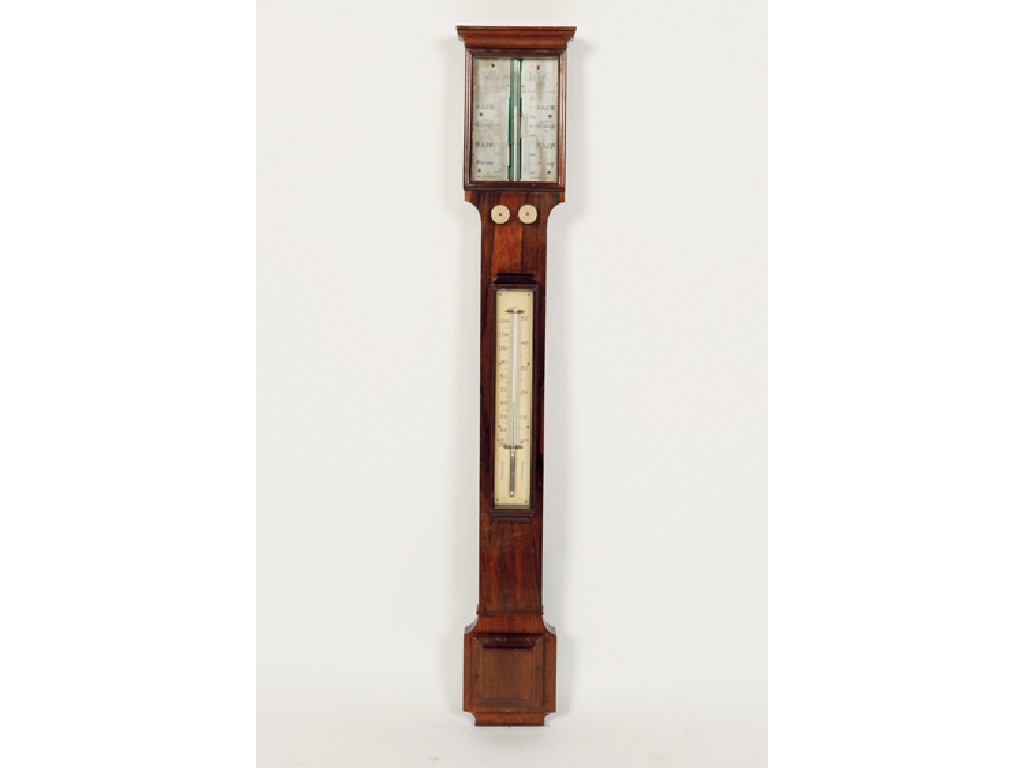 Appraisal: A WILLIAM IV ROSEWOOD STICK BAROMETER with an ivory scale