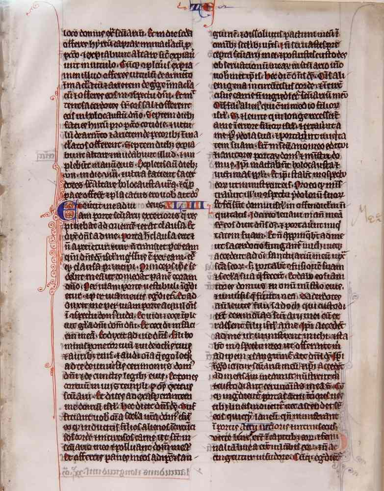 Appraisal: MEDIEVAL BIBLE LEAF circa AD - a lovely original leaf