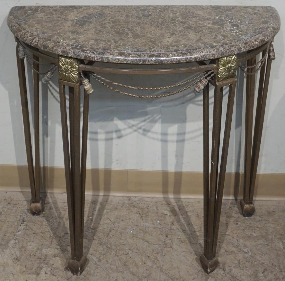 Appraisal: Neoclassical Style Patinated Metal and Marble Veneer Console Table x