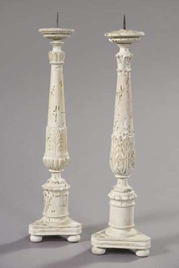 Appraisal: Pair of Italian Provincial Pine Pricket Candlesticks second quarter th