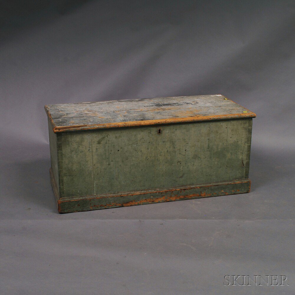 Appraisal: Blue-painted Six-board Blanket Chest probably Pennsylvania early th century ht