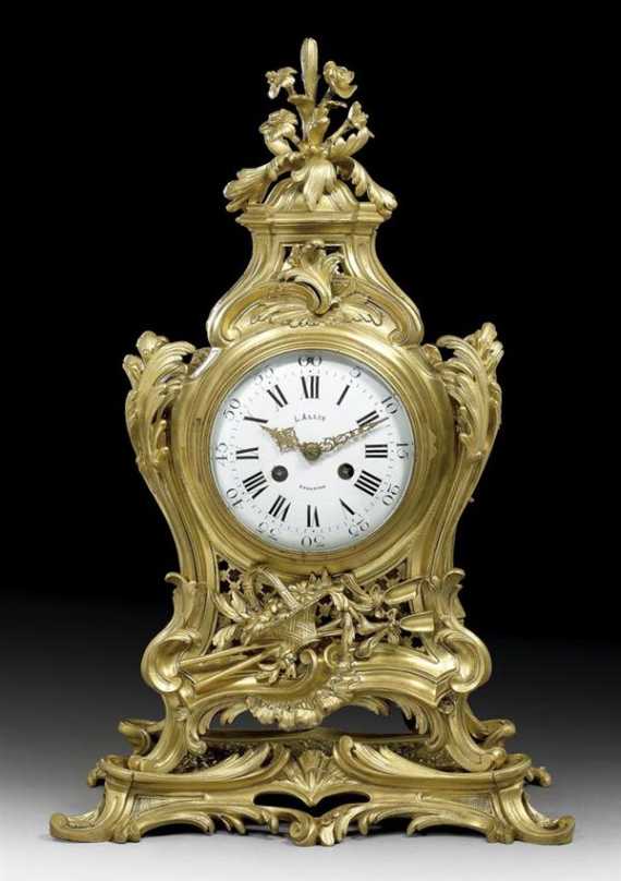 Appraisal: MANTEL CLOCK Louis XV style the dial signed I ALLIX