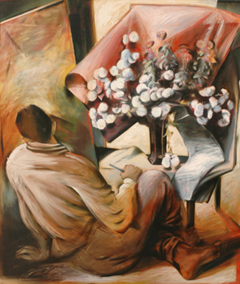 Appraisal: Sam Abercrombie born Self Portrait to Dvorak's Cello Concerto oil