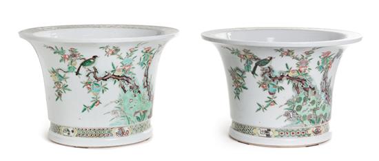 Appraisal: Sale Lot A Pair of Famille Verte Porcelain Jardinieres th